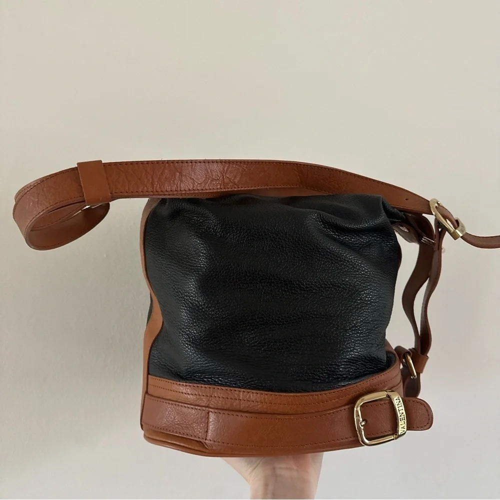 Valentina Genuine Leather Bucket Bag Made In Italy